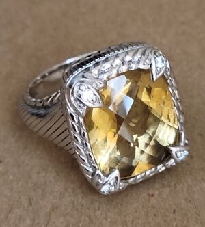 Judith Ripka Sterling Ring, CANARY Color, From The Monaco Collection * Stunning